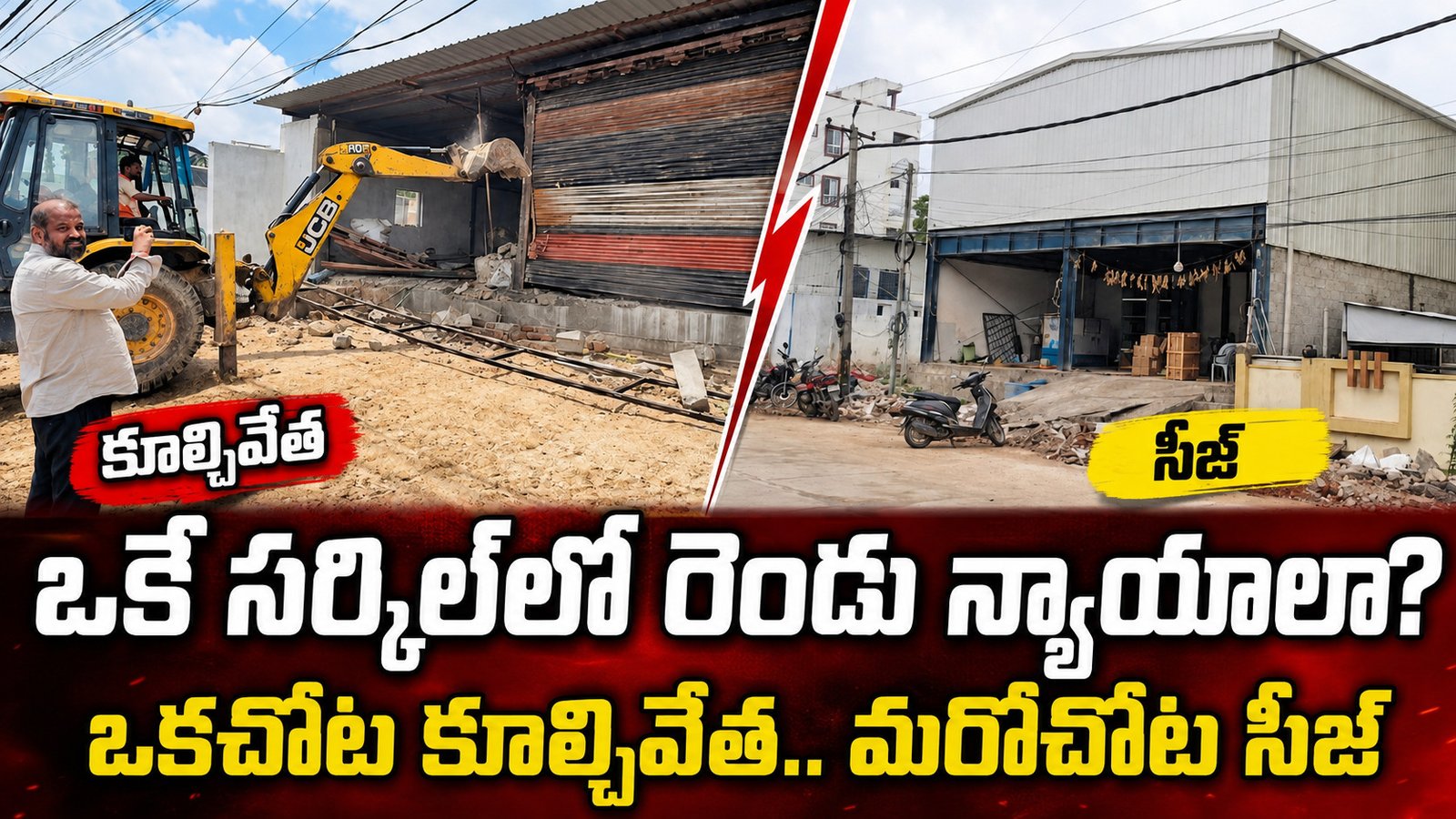 ఒకే సర్కిల్‌లో రెండు న్యాయాలా?.. ఒకచోట కూల్చివేత, మరోచోట సీజ్‌తో సరి!