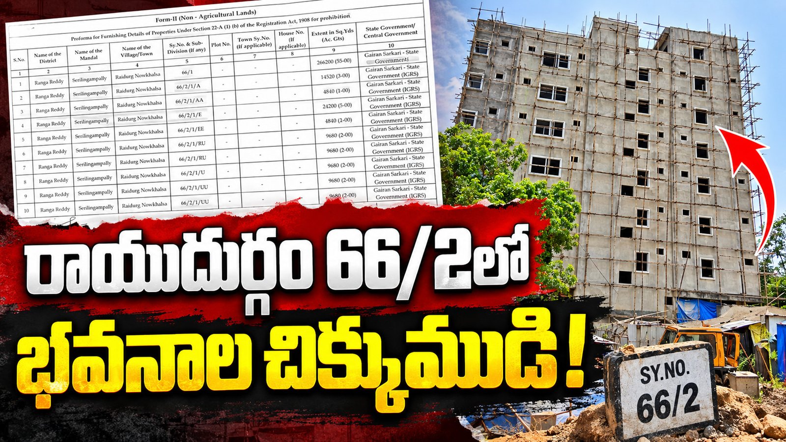 అనుమతి ఉన్నా.. అధికారం ఎవరిది? రాయదుర్గం 66/2లో భవనాల చిక్కుముడి